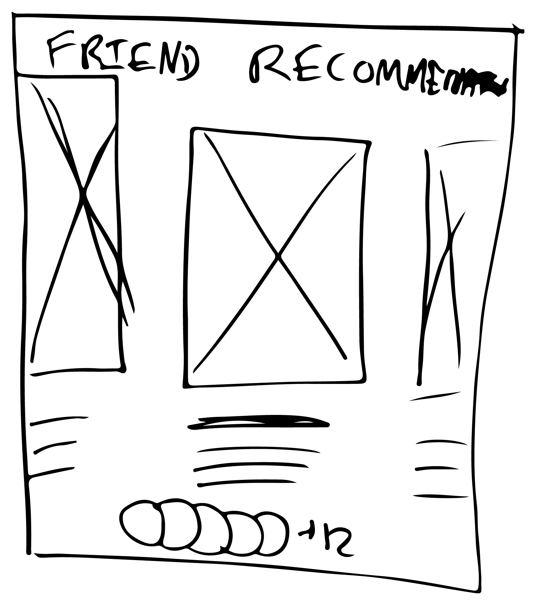 Sketch exploring a Friend Recommendations carousel with social proof